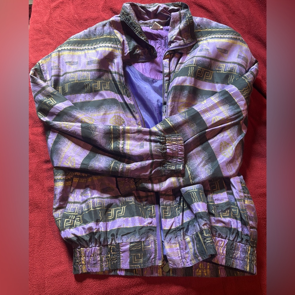 Vintage Purple Patterned Windbreaker Jacket PS